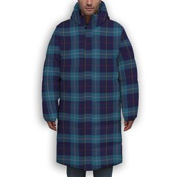 ScotsTee Shop Scottish McKerrell of Hillhouse Premium Tartan Long Down Jacket Winter White Duck Down Plaid