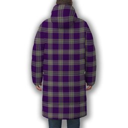 ScotsTee Shop Scottish Menzies Mauve and White Premium Tartan Long Down Jacket Winter White Duck Down Plaid