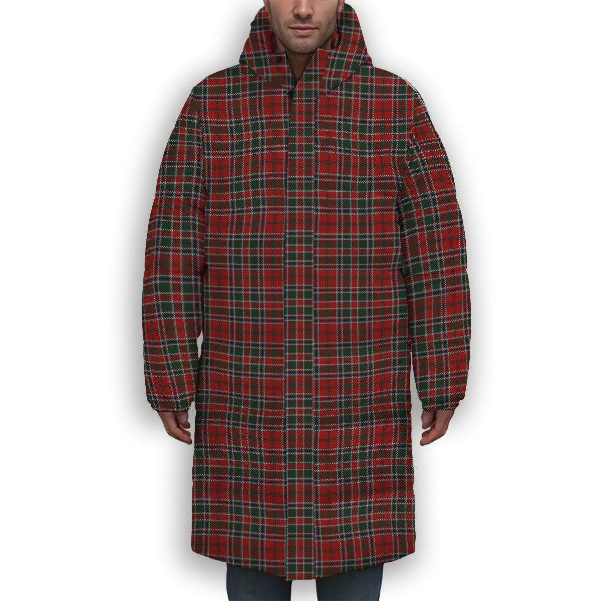 ScotsTee Shop Scottish MacDonald of Lochmaddy Premium Tartan Long Down Jacket Winter White Duck Down Plaid