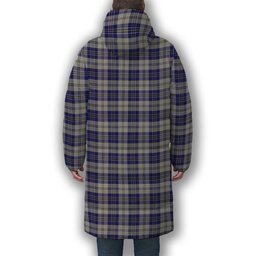 ScotsTee Shop Scottish McPherson Dress Blue Premium Tartan Long Down Jacket Winter White Duck Down Plaid