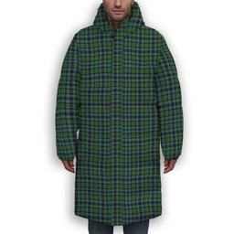 ScotsTee Shop Scottish Hunter of Peebleshire Ancient Premium Tartan Long Down Jacket Winter White Duck Down Plaid