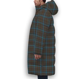 ScotsTee Shop Scottish Hanna of Leith yellow line Premium Tartan Long Down Jacket Winter White Duck Down Plaid