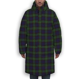 ScotsTee Shop Scottish Nicolson Green Hunting Premium Tartan Long Down Jacket Winter White Duck Down Plaid