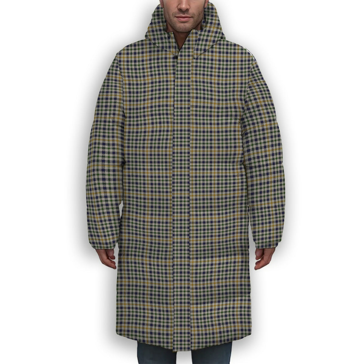 ScotsTee Shop Scottish Yamato International Premium Tartan Long Down Jacket Winter White Duck Down Plaid