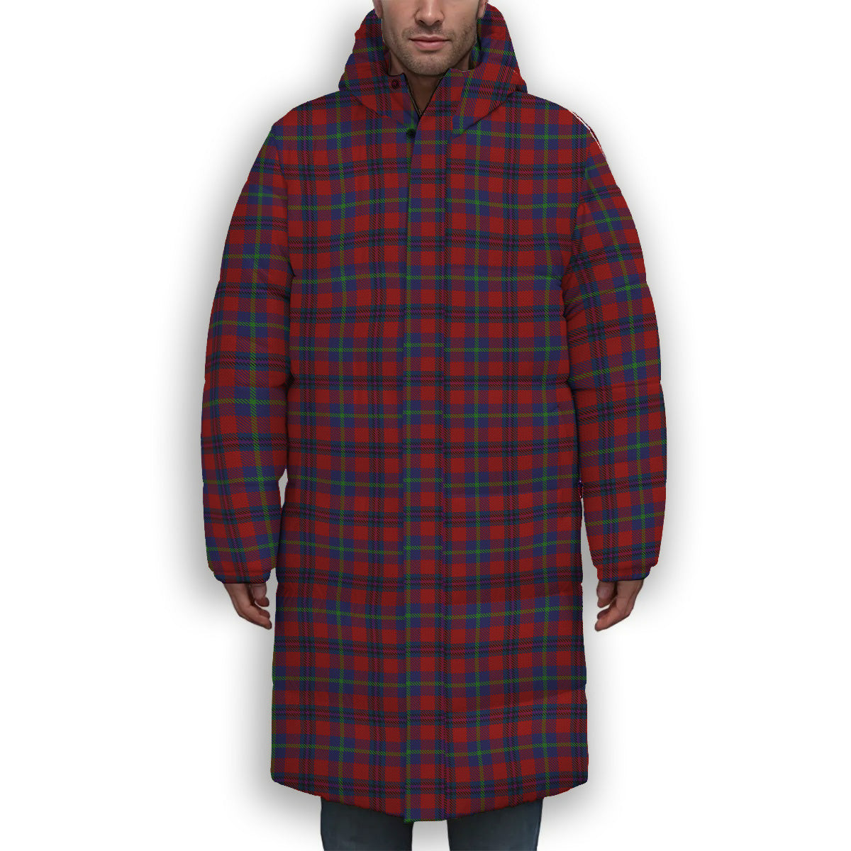 ScotsTee Shop Scottish Nicolson of Tiree & Coll Premium Tartan Long Down Jacket Winter White Duck Down Plaid