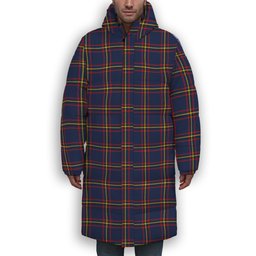 ScotsTee Shop Scottish MacLaine of Lochbuie Hunting Modern Premium Tartan Long Down Jacket Winter White Duck Down Plaid