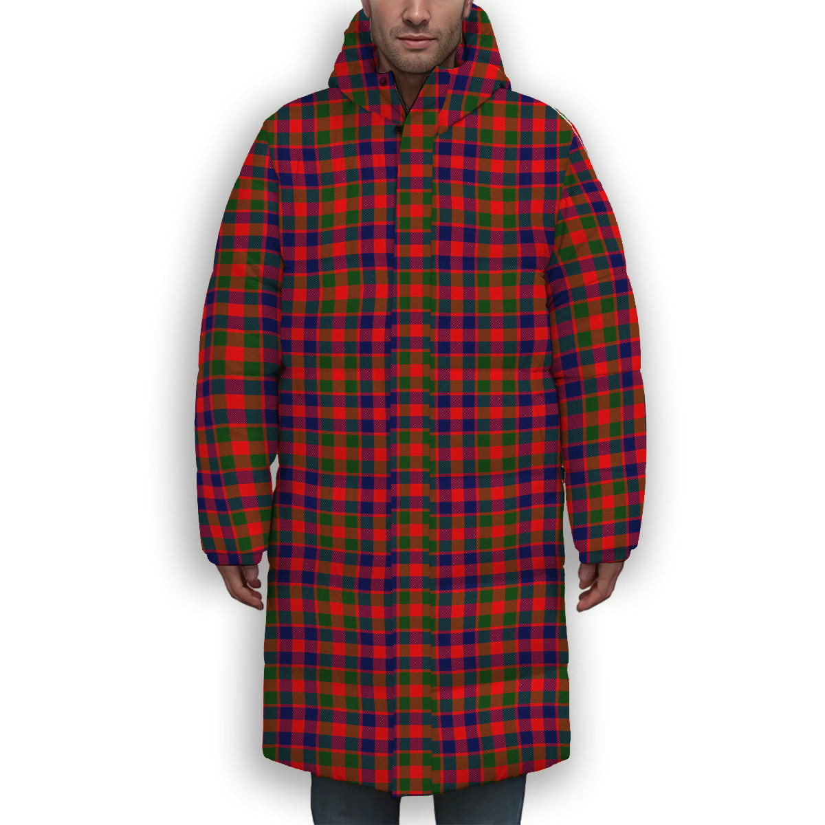 ScotsTee Shop Scottish Gow of Skeoch Premium Tartan Long Down Jacket Winter White Duck Down Plaid