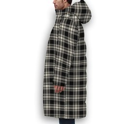 ScotsTee Shop Scottish Menzies Black & White Modern Premium Tartan Long Down Jacket Winter White Duck Down Plaid