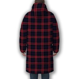ScotsTee Shop Scottish Graham of Menteith Red Modern Premium Tartan Long Down Jacket Winter White Duck Down Plaid