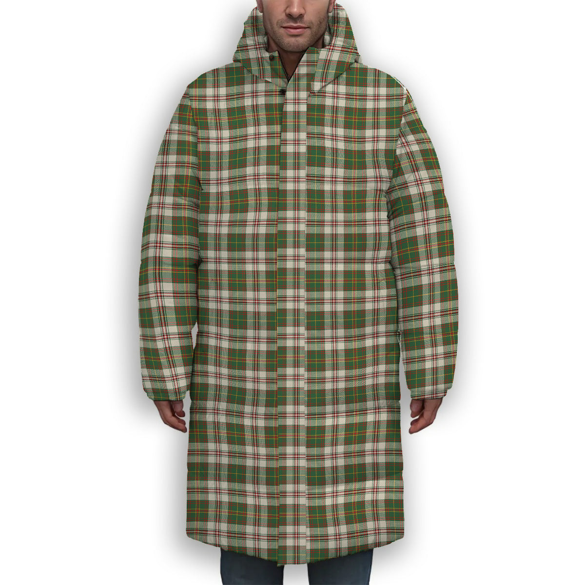ScotsTee Shop Scottish Hay Dress Modern Premium Tartan Long Down Jacket Winter White Duck Down Plaid
