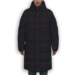 ScotsTee Shop Scottish MacArthur of Milton Hunting Premium Tartan Long Down Jacket Winter White Duck Down Plaid
