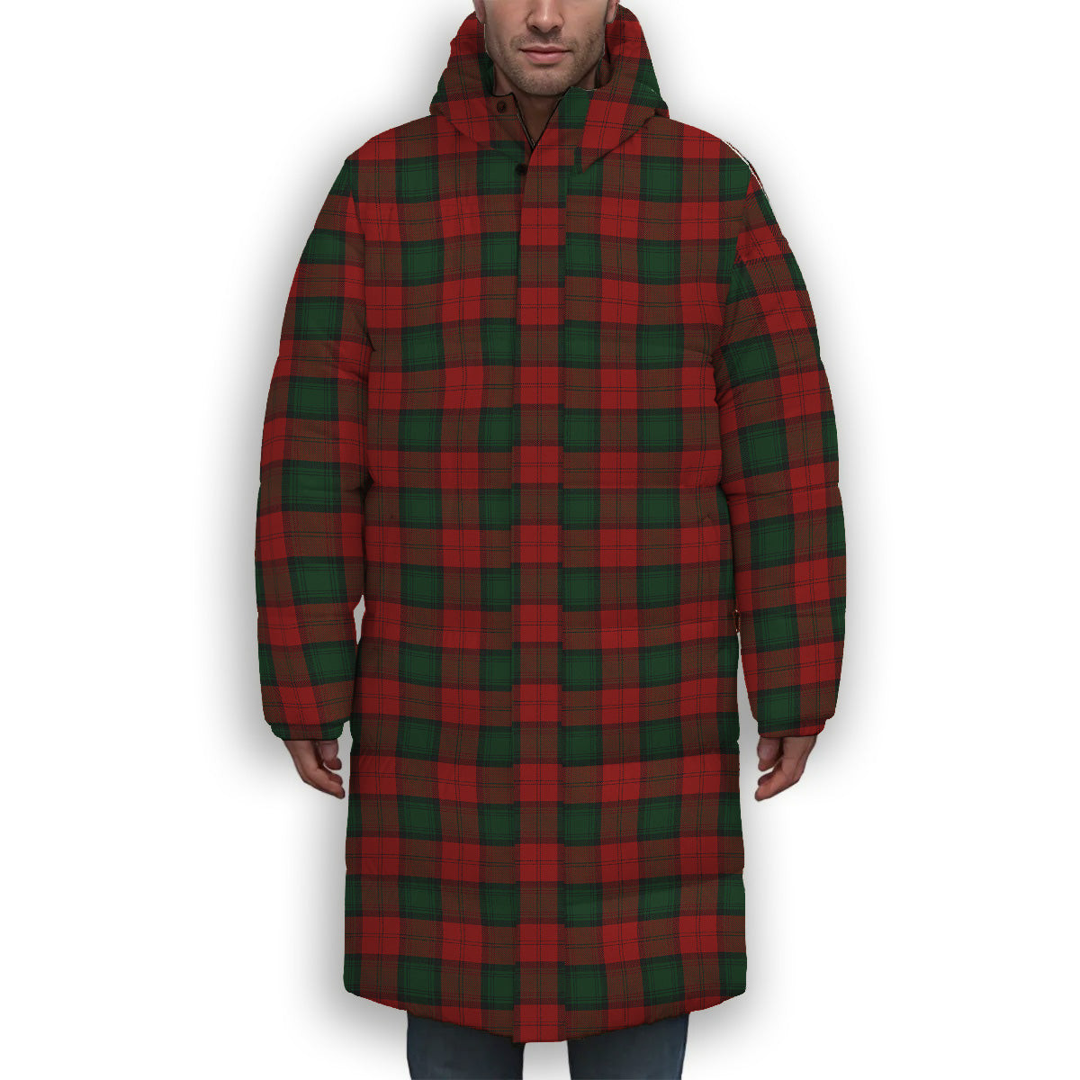 ScotsTee Shop Scottish Stewart of Atholl Premium Tartan Long Down Jacket Winter White Duck Down Plaid