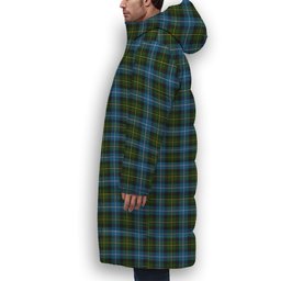 ScotsTee Shop Scottish MacNeil of Barra Premium Tartan Long Down Jacket Winter White Duck Down Plaid