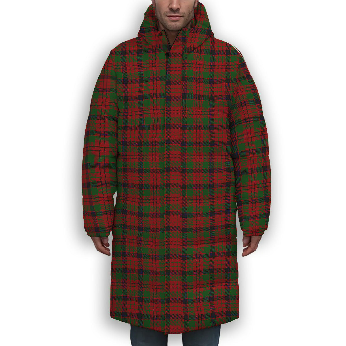 ScotsTee Shop Scottish MacNicol Inverness Tweed Mill Co Ltd Premium Tartan Long Down Jacket Winter White Duck Down Plaid