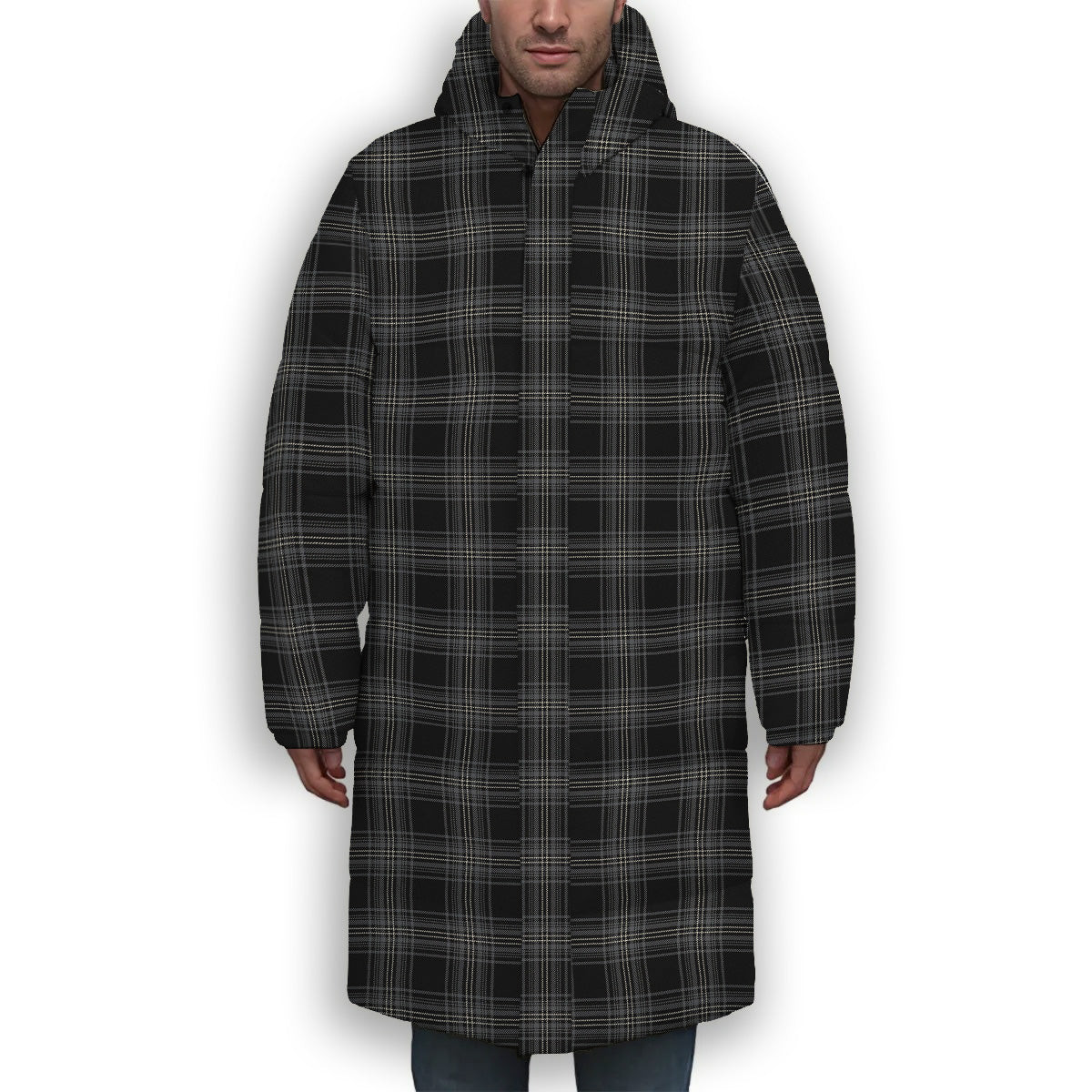 ScotsTee Shop Scottish Stewart Mourning Originaux Ancient Clan Premium Tartan Long Down Jacket Winter White Duck Down Plaid