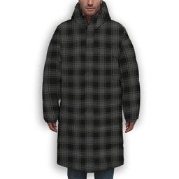 ScotsTee Shop Scottish Stewart Mourning Originaux Ancient Clan Premium Tartan Long Down Jacket Winter White Duck Down Plaid