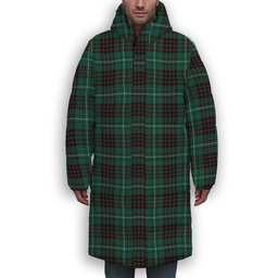 ScotsTee Shop Scottish MacAulay of Lewis Modern Premium Tartan Long Down Jacket Winter White Duck Down Plaid