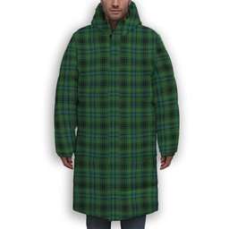 ScotsTee Shop Scottish Stewart Hunting Ancient Premium Tartan Long Down Jacket Winter White Duck Down Plaid