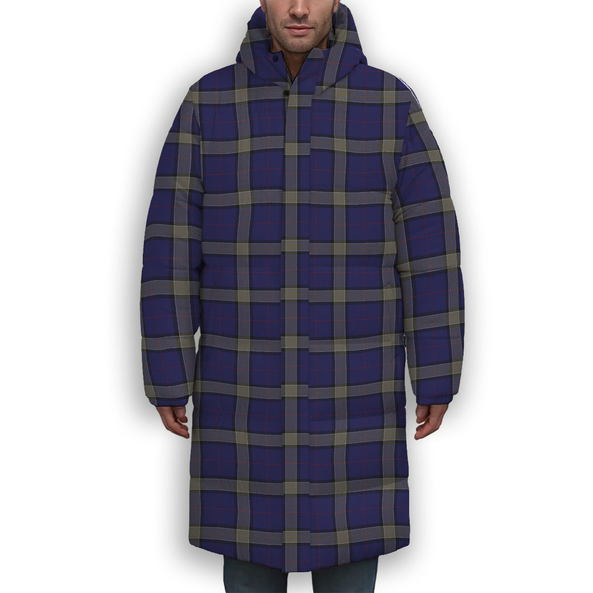 ScotsTee Shop Scottish Lloyd of Astargus Premium Tartan Long Down Jacket Winter White Duck Down Plaid