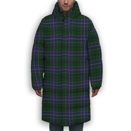 ScotsTee Shop Scottish Wishart Hunting Premium Tartan Long Down Jacket Winter White Duck Down Plaid