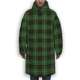 ScotsTee Shop Scottish MacAulay of Lewis Ancient Premium Tartan Long Down Jacket Winter White Duck Down Plaid