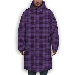 ScotsTee Shop Scottish Learmonth Family Herts Premium Tartan Long Down Jacket Winter White Duck Down Plaid