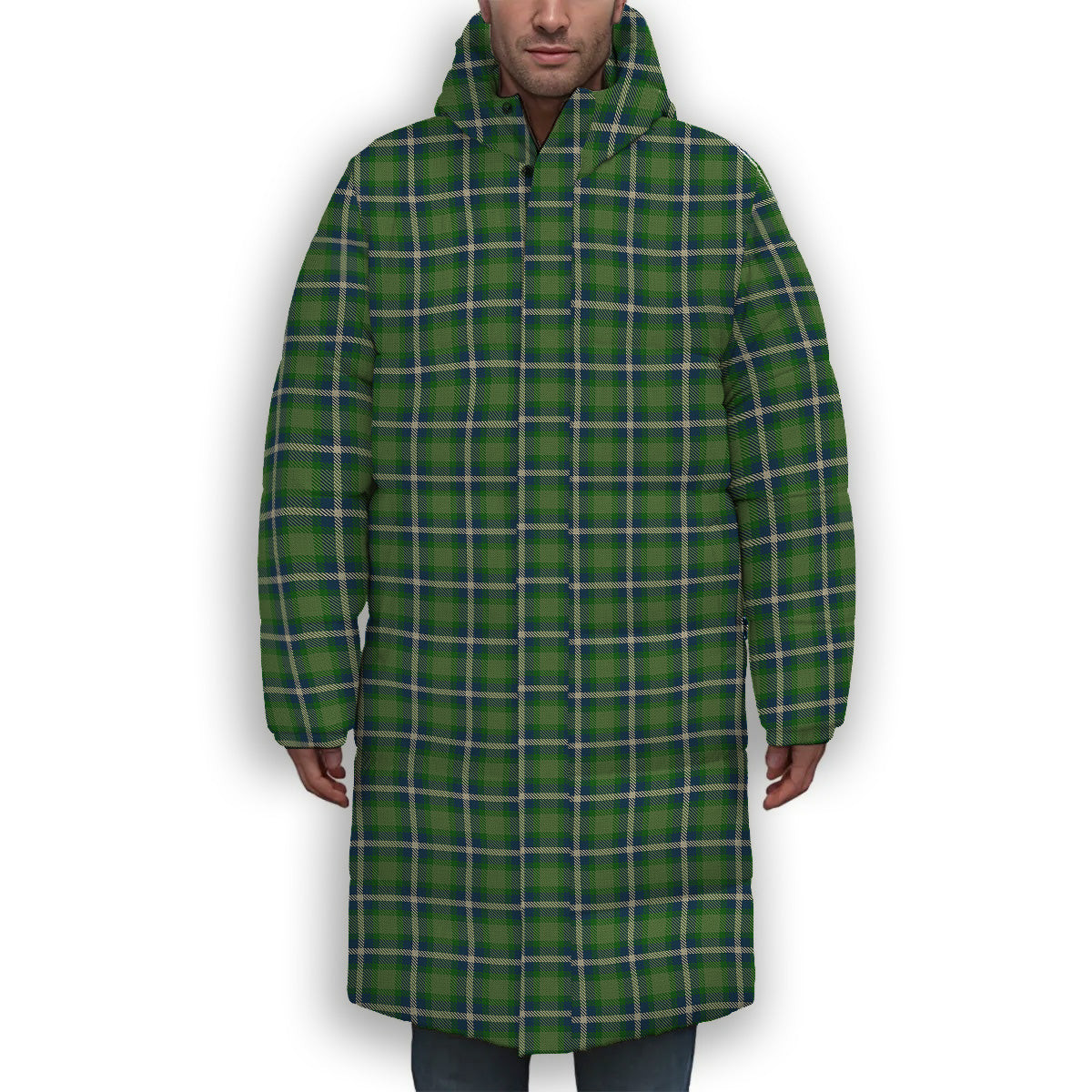 ScotsTee Shop Scottish Young Life International Scotland Premium Tartan Long Down Jacket Winter White Duck Down Plaid