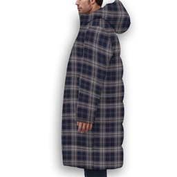 ScotsTee Shop Scottish Yokohama Takashimaya Blue Premium Tartan Long Down Jacket Winter White Duck Down Plaid