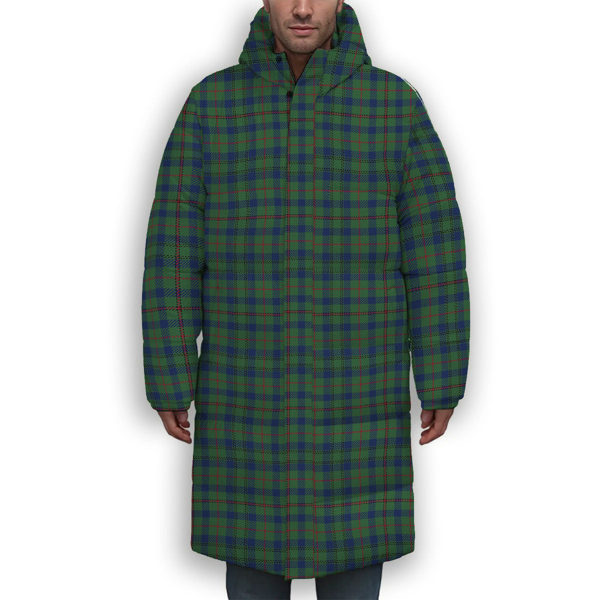 ScotsTee Shop Scottish Moncrieff of Atholl Modern Premium Tartan Long Down Jacket Winter White Duck Down Plaid