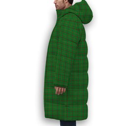 ScotsTee Shop Scottish Tribe of Mar Premium Tartan Long Down Jacket Winter White Duck Down Plaid