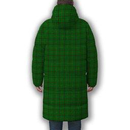 ScotsTee Shop Scottish Tribe of Mar Premium Tartan Long Down Jacket Winter White Duck Down Plaid