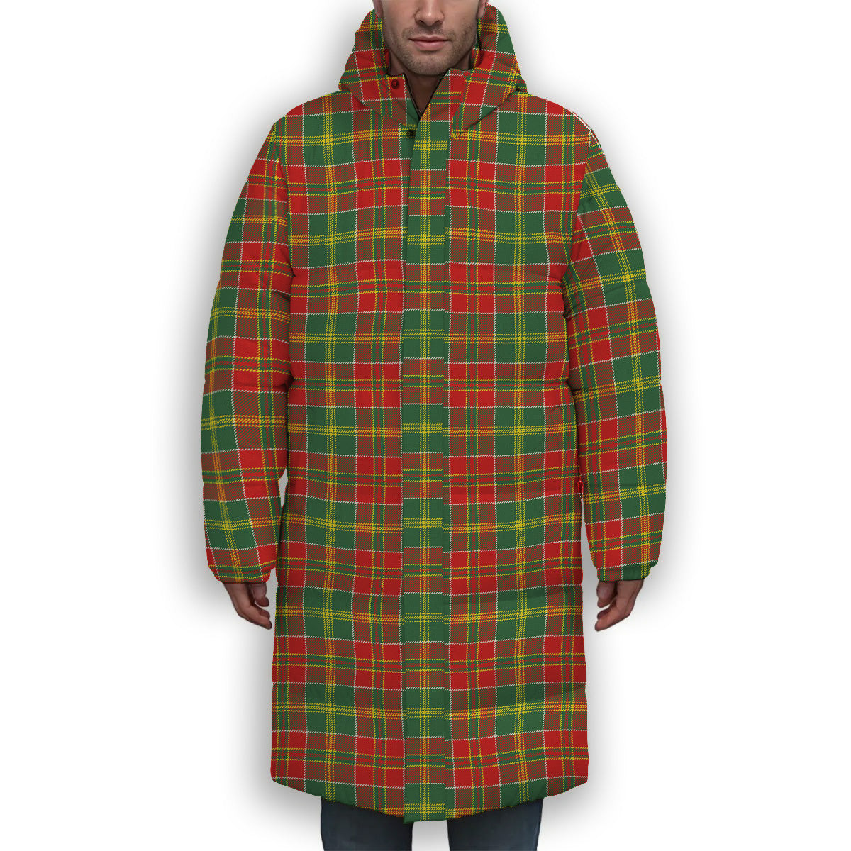 ScotsTee Shop Scottish MacDonald of Kingsburgh Modern Premium Tartan Long Down Jacket Winter White Duck Down Plaid
