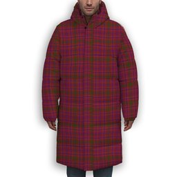 ScotsTee Shop Scottish Lumsden of Clova Premium Tartan Long Down Jacket Winter White Duck Down Plaid