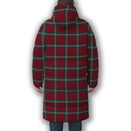 ScotsTee Shop Scottish MacLaine of Loch Buie Modern Premium Tartan Long Down Jacket Winter White Duck Down Plaid