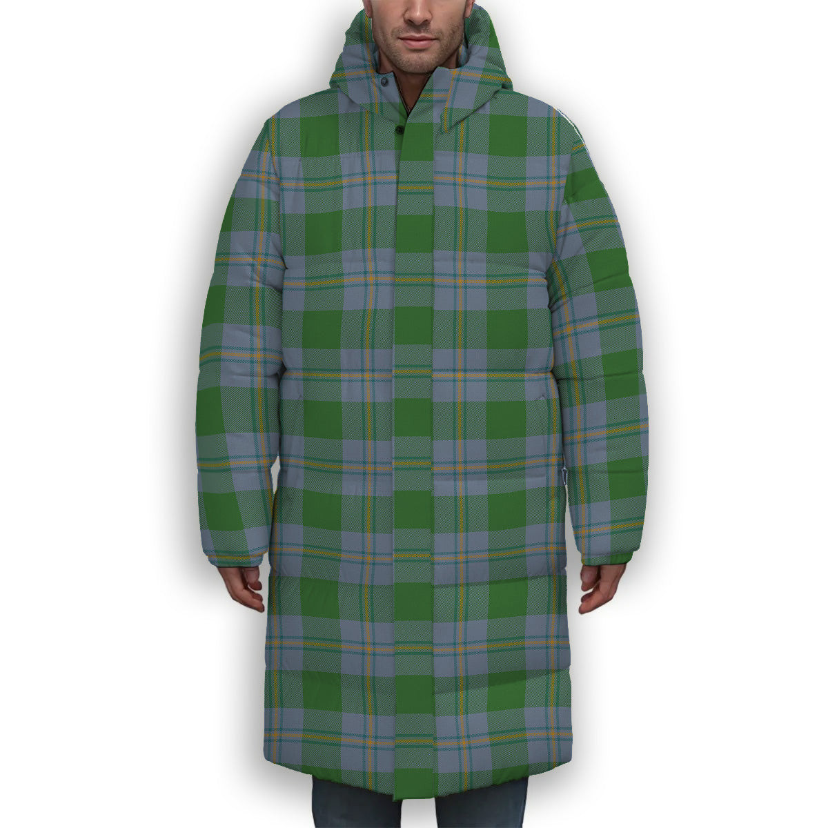 ScotsTee Shop Scottish Irvine of Bonshaw Ancient Premium Tartan Long Down Jacket Winter White Duck Down Plaid
