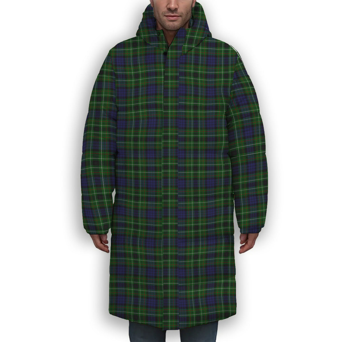 ScotsTee Shop Scottish Lloyd of Dolobran Premium Tartan Long Down Jacket Winter White Duck Down Plaid