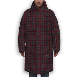 ScotsTee Shop Scottish Johnstons of Elgin Bicentennial Premium Tartan Long Down Jacket Winter White Duck Down Plaid