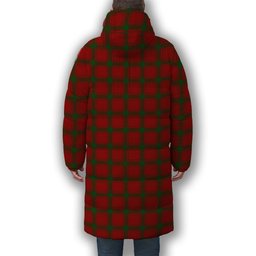 ScotsTee Shop Scottish MacDonald of Sleat Premium Tartan Long Down Jacket Winter White Duck Down Plaid