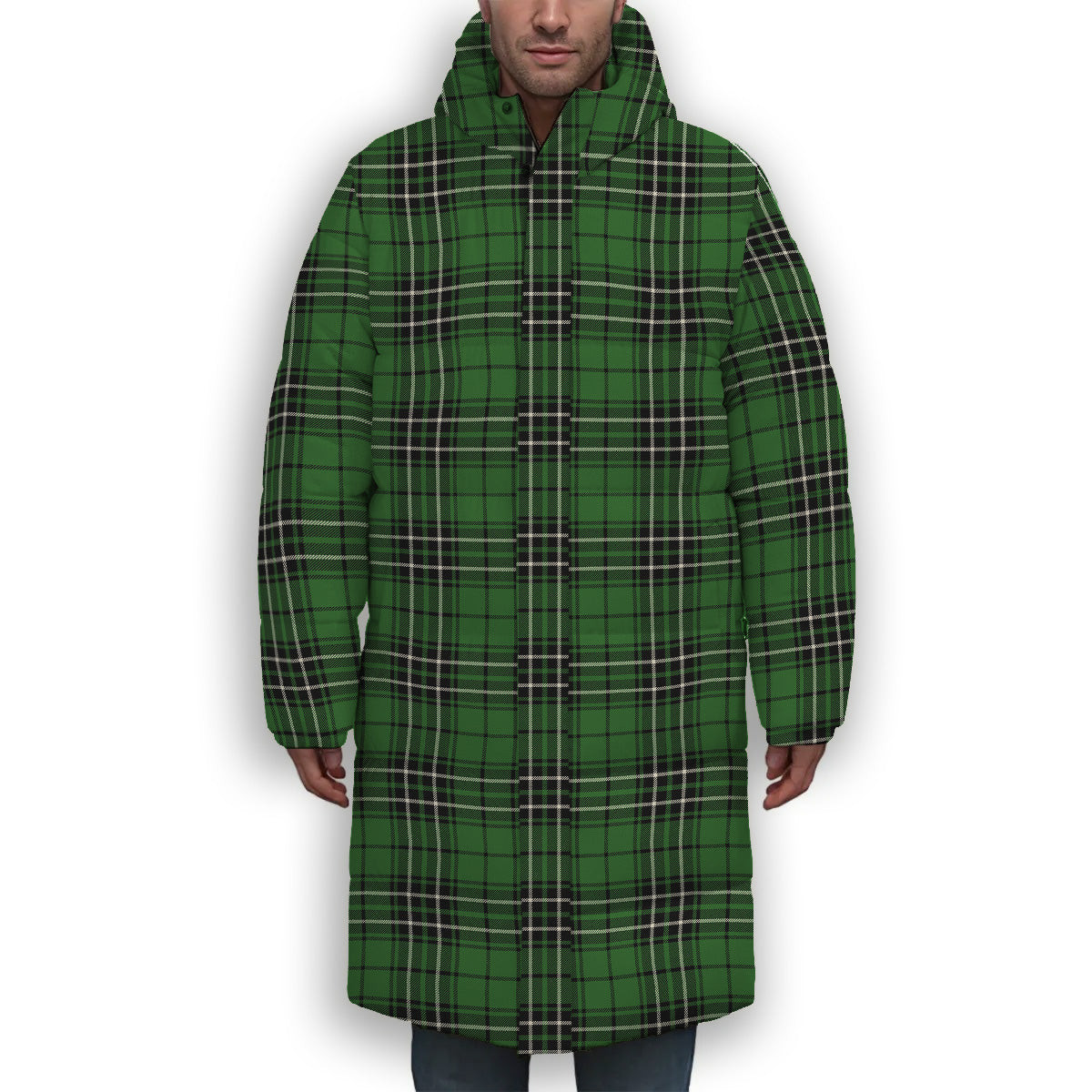 ScotsTee Shop Scottish MacLean of Duart Hunting Ancient Premium Tartan Long Down Jacket Winter White Duck Down Plaid