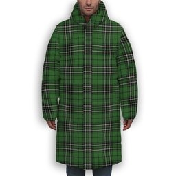ScotsTee Shop Scottish MacLean of Duart Hunting Ancient Premium Tartan Long Down Jacket Winter White Duck Down Plaid