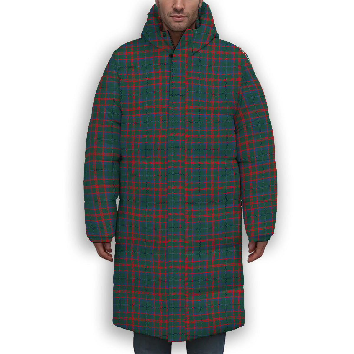 ScotsTee Shop Scottish Shaw of Tordarroch Hunting Modern Premium Tartan Long Down Jacket Winter White Duck Down Plaid