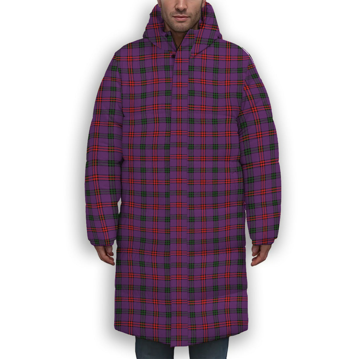 ScotsTee Shop Scottish Montgomery Modern Premium Tartan Long Down Jacket Winter White Duck Down Plaid