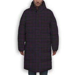 ScotsTee Shop Scottish Harriss Dylan & Family Premium Tartan Long Down Jacket Winter White Duck Down Plaid