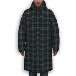 ScotsTee Shop Scottish Leslie Hunting Modern Premium Tartan Long Down Jacket Winter White Duck Down Plaid