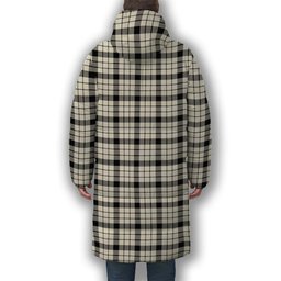 ScotsTee Shop Scottish McFarland Black White Modern Premium Tartan Long Down Jacket Winter White Duck Down Plaid