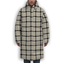 ScotsTee Shop Scottish McFarland Black White Modern Premium Tartan Long Down Jacket Winter White Duck Down Plaid