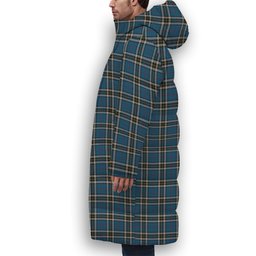 ScotsTee Shop Scottish Thomson Dress Blue Premium Tartan Long Down Jacket Winter White Duck Down Plaid