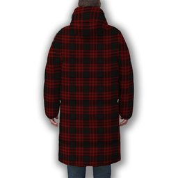 ScotsTee Shop Scottish Menzies Hunting Premium Tartan Long Down Jacket Winter White Duck Down Plaid