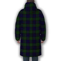 ScotsTee Shop Scottish MacKinlay 2_4 black stripes Premium Tartan Long Down Jacket Winter White Duck Down Plaid