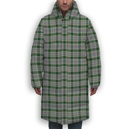 ScotsTee Shop Scottish Milne dress green Premium Tartan Long Down Jacket Winter White Duck Down Plaid